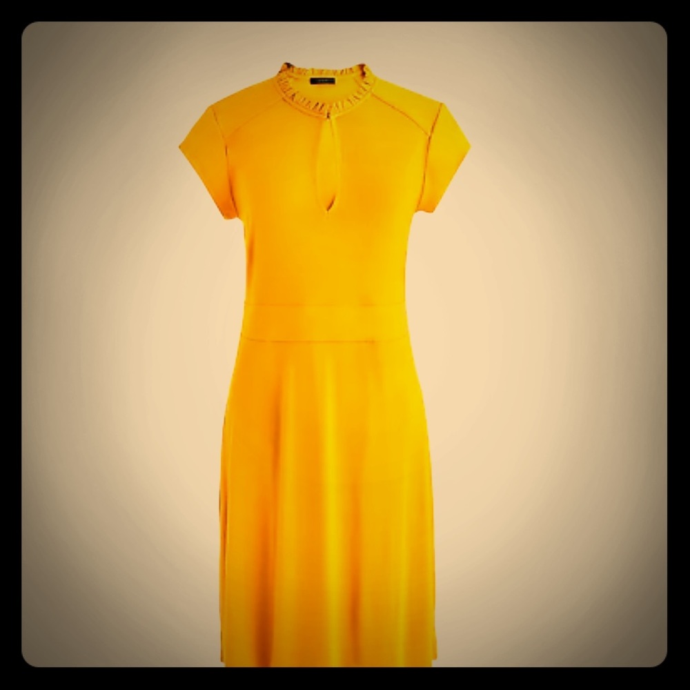 NWT J.Crew Short-Sleeve Keyhole Dress Gold Size L